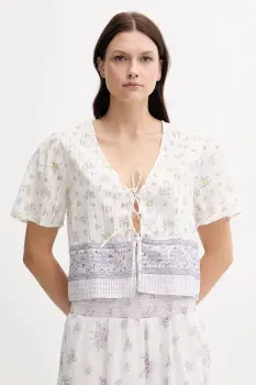 Pepe Jeans bluza din bumbac culoarea bej, cu imprimeu, PL305106 imagine