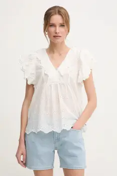 Pepe Jeans bluza din bumbac DAME femei, culoarea bej, in modele florale, PL305023 imagine