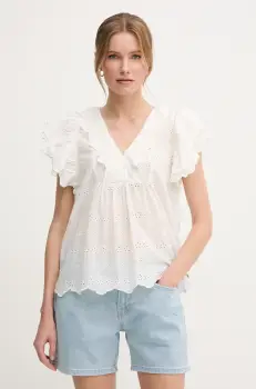 Pepe Jeans bluza din bumbac DAME femei, culoarea bej, in modele florale, PL305023 imagine