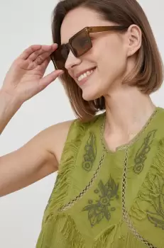 Pepe Jeans bluza din bumbac Lisle femei, culoarea verde, cu imprimeu imagine