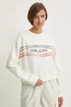Pepe Jeans bluza EDELINE femei, culoarea bej, cu imprimeu, PL581444 imagine