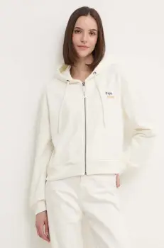 Pepe Jeans bluza EDNA femei, culoarea bej, cu gluga, cu imprimeu, PL581445 imagine