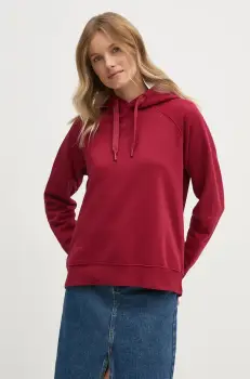 Pepe Jeans bluza FELICITY HOODIE femei, culoarea rosu, cu gluga, neted, PL581462 imagine