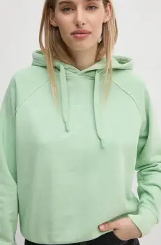 Pepe Jeans bluza FELICITY HOODIE femei, culoarea verde, cu gluga, neted, PL581462 imagine