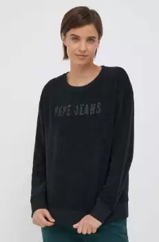 Pepe Jeans bluza femei, culoarea negru, cu imprimeu imagine