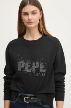 Pepe Jeans bluza LUNA femei, culoarea negru, cu imprimeu, PL581466 imagine