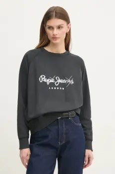 Pepe Jeans bluza LUPITA femei, culoarea gri, cu imprimeu, PL581467 imagine