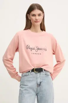 Pepe Jeans bluza LUPITA femei, culoarea roz, cu imprimeu, PL581467 imagine