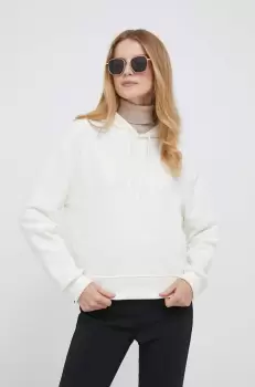 Pepe Jeans bluza Nanette femei, culoarea bej, cu gluga, cu imprimeu imagine