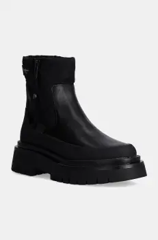 Pepe Jeans botine PLS50528 femei, culoarea negru, cu toc plat, QUEEN CHELSEA imagine