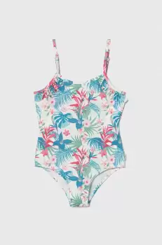 Pepe Jeans costum de baie dintr-o bucata pentru copii HIBISCUS FRILL SWIMSUIT culoarea verde imagine