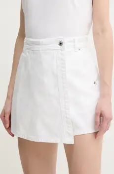 Pepe Jeans fusta si pantaloni denim REGULAR SKORT HW culoarea alb, neted, high waist, PL801187TC0 imagine