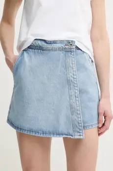 Pepe Jeans fusta si pantaloni denim REGULAR SKORT HW femei, neted, high waist, PL801187NC9 imagine