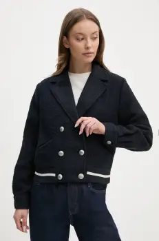 Pepe Jeans geaca din amestec de lana BIMBA culoarea albastru marin, de tranzitie, oversize, PL402475 imagine