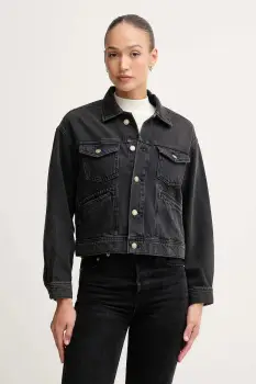 Pepe Jeans geaca jeans culoarea negru, de tranzitie, oversize, PL40243329W0 imagine