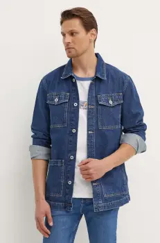 Pepe Jeans geaca jeans WORKER barbati, culoarea albastru marin, de tranzitie, PM403003HW5 imagine