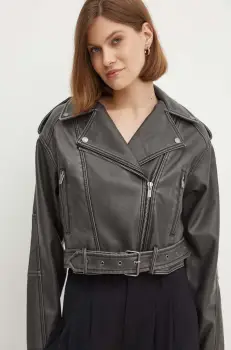 Pepe Jeans geaca ramones AMALIA femei, culoarea gri, de tranzitie, PL402422 imagine