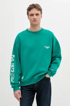 Pepe Jeans hanorac de bumbac COLVILLE CREW culoarea verde, cu imprimeu, PM582841 imagine