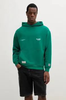 Pepe Jeans hanorac de bumbac COLVILLE HOODIE culoarea verde, cu gluga, cu imprimeu, PM582846 imagine