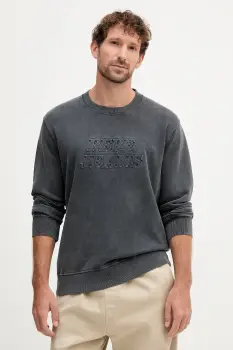 Pepe Jeans hanorac de bumbac DARIUS CREW barbati, culoarea gri, cu imprimeu, PM582760 imagine