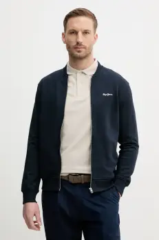 Pepe Jeans hanorac de bumbac DUKE BOMBER barbati, culoarea albastru marin, neted, PM582836 imagine