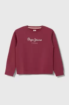 Pepe Jeans hanorac de bumbac pentru copii culoarea bordo, cu imprimeu imagine