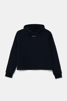 Pepe Jeans hanorac de bumbac pentru copii VICTORIA culoarea albastru marin, cu gluga, neted, PG581330 imagine