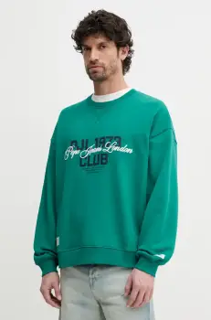Pepe Jeans hanorac de bumbac TALBOT CREW barbati, culoarea verde, cu imprimeu, PM582847 imagine