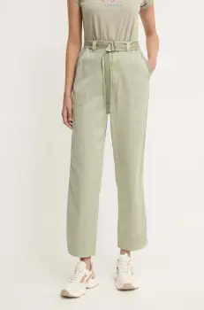 Pepe Jeans pantaloni AYLIN femei, culoarea verde, drept, high waist, PL211763 imagine