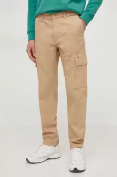 Pepe Jeans pantaloni barbati, culoarea bej, cu fason cargo imagine