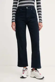 Pepe Jeans pantaloni culoarea bleumarin, drept, high waist, PL21000038 imagine