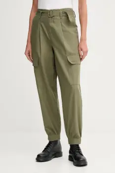 Pepe Jeans pantaloni culoarea verde, fason cargo, high waist, PL2100016 imagine