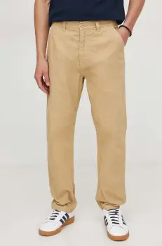 Pepe Jeans pantaloni de bumbac culoarea bej, drept imagine