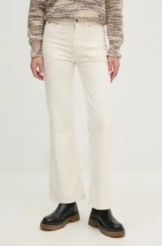 Pepe Jeans pantaloni de catifea cord WILLA culoarea bej, evazati, high waist, PL211786 imagine