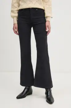 Pepe Jeans pantaloni de catifea cord WILLA culoarea gri, evazati, high waist, PL211786 imagine