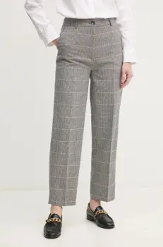 Pepe Jeans pantaloni de lana FLORINE culoarea gri, drept, high waist, PL211799 imagine