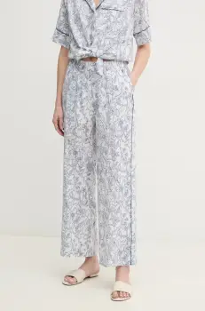 Pepe Jeans pantaloni din in DUANA femei, culoarea alb, lat, high waist, PL211818 imagine