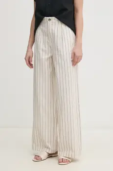 Pepe Jeans pantaloni din in HERLY femei, culoarea bej, lat, high waist, PL211806 imagine