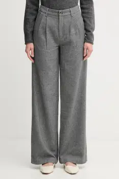 Pepe Jeans pantaloni din lana culoarea gri, drept, high waist, PL2100009 imagine