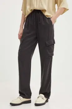 Pepe Jeans pantaloni EVA femei, culoarea gri, fason cargo, high waist, PL211738 imagine