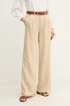 Pepe Jeans pantaloni GOA femei, culoarea bej, lat, high waist, PL211834 imagine