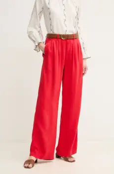 Pepe Jeans pantaloni GOA femei, culoarea rosu, lat, high waist, PL211834 imagine