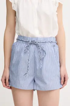 Pepe Jeans pantaloni scurti din bumbac DONOVAN femei, cu imprimeu, high waist, PL801162 imagine