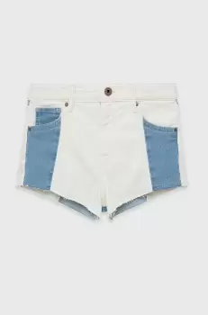 Pepe Jeans pantaloni scurti din denim pentru copii culoarea alb, modelator imagine