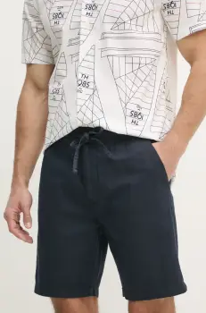 Pepe Jeans pantaloni scurti din in RELAXED LINEN SMART SHORTS culoarea albastru marin, PM801093 imagine