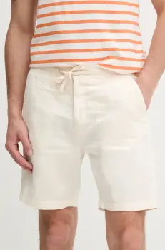 Pepe Jeans pantaloni scurti din in RELAXED LINEN SMART SHORTS culoarea bej, PM801093 imagine