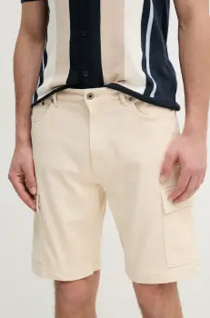 Pepe Jeans pantaloni scurti GYMDIGO FIVE POCKETS CARGO SHORT barbati, culoarea bej, PM801177 imagine