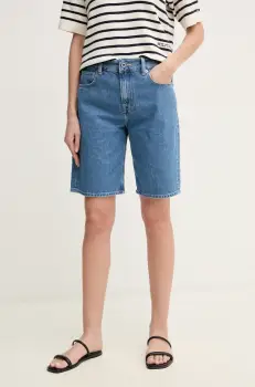Pepe Jeans pantaloni scurti jeans BERMUDA SHORT HW femei, uni, high waist, PL801189ND3 imagine