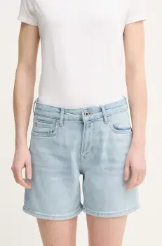 Pepe Jeans pantaloni scurti jeans FITTED SHORT HW MARY femei, uni, high waist, PL801191PG7 imagine
