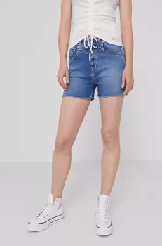 Pepe Jeans Pantaloni scurti jeans Mary Archive femei, material neted, high waist imagine